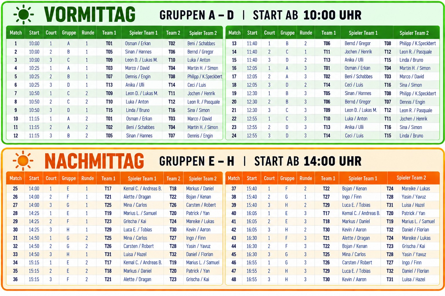 Padel Cup Vorrundenzeiten Bild